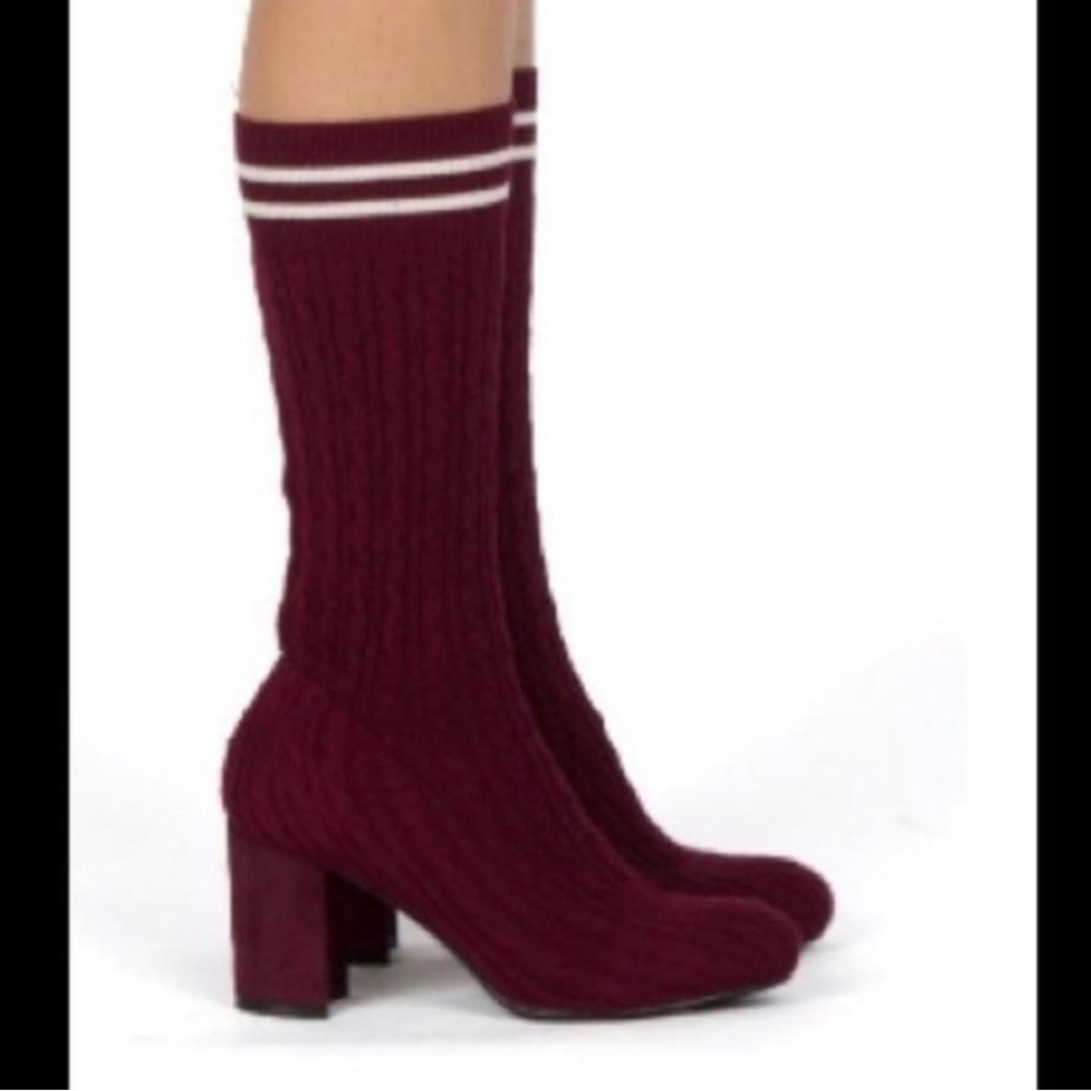 Catherine Malandrino Burgandy Sock Boots size 7